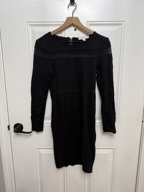 Nicki Minaj Black Long Sleeve Sheath Dress with Mesh Panels